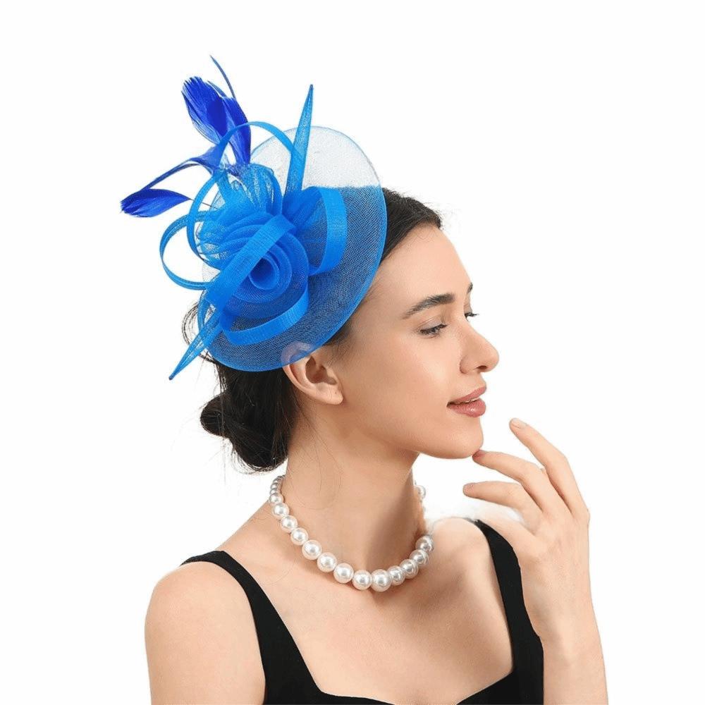 Vintage síťovaná pokrývka hlavy Pírková svatební pokrývka hlavy Elegantní fascinátor Klobouk pro dostihové události