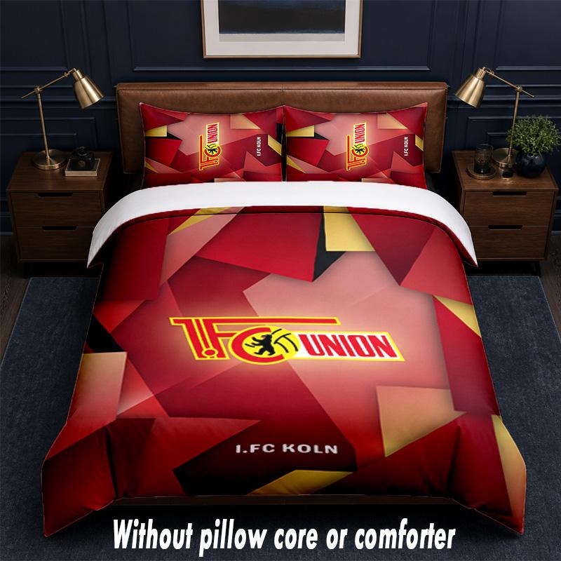 Union Berlin FC Design Bett Bettwäsche-Set 1 Bettbezug + 2 Kissenbezüge Weich Atmungsaktiv Haushalt Bettwäsche