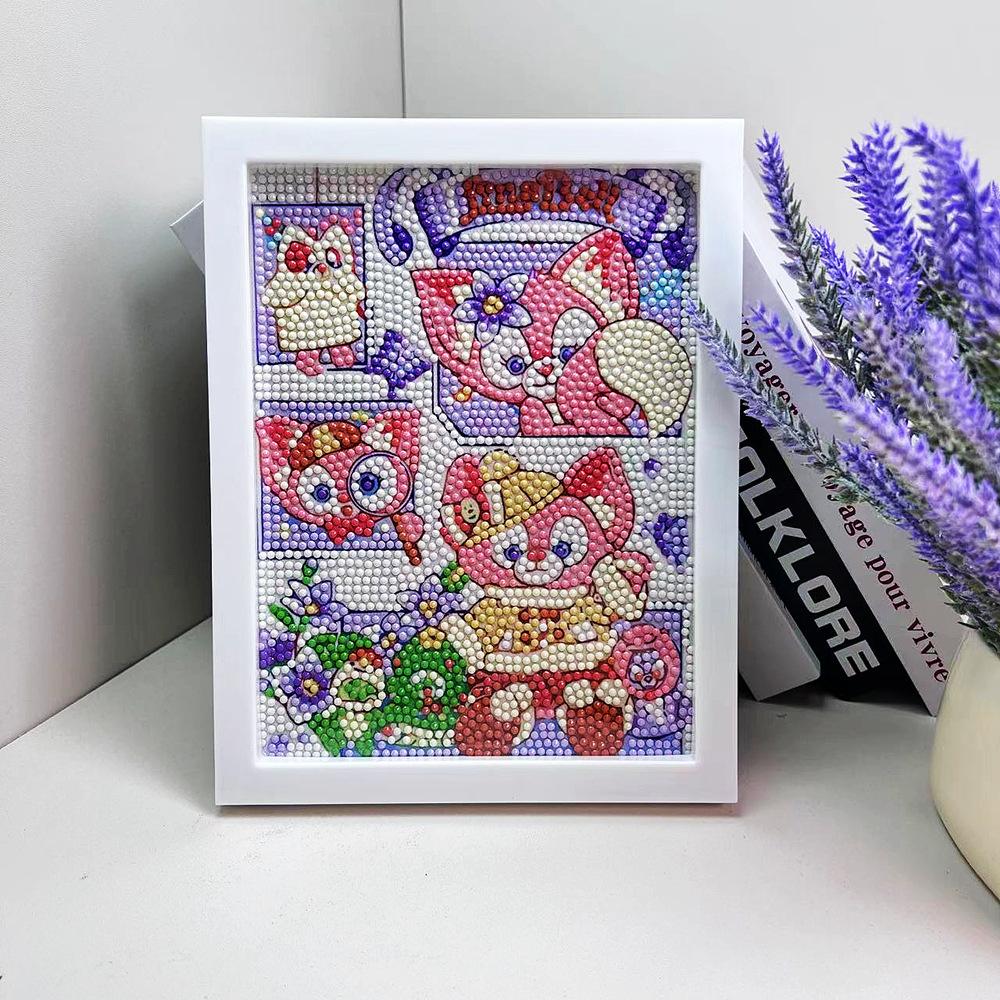 Cartoon Diamond Painting Children's Handmade Diy Diamond Stickers Bedroom Living Room Decorative Painting Masonry Painting with Photo Frame.