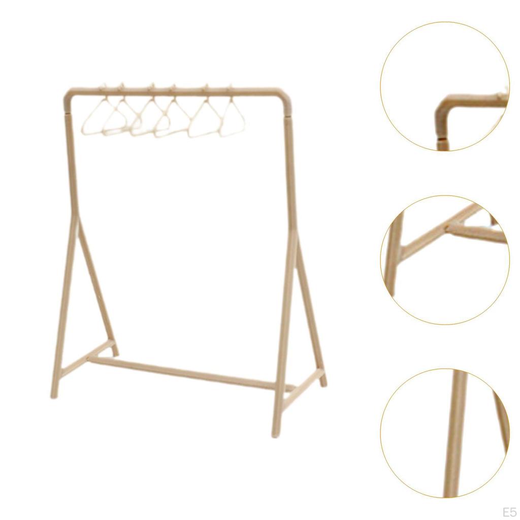 1/12 Dollhouse Garment Rack with Hangers Doll Accessories Decoration Handmade Mini Model for