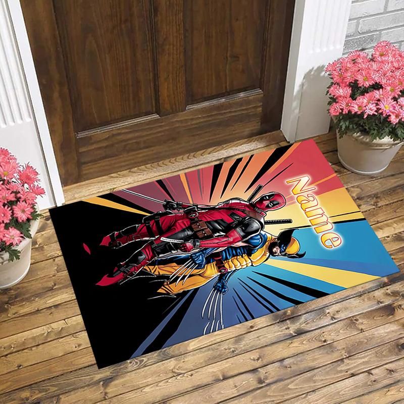 Personalized Name Deadpool Armor Living Room Non-Slip Area Rug Soft Carpet for Bedroom Kids Playroom Sofa Office Home Decor Doormat