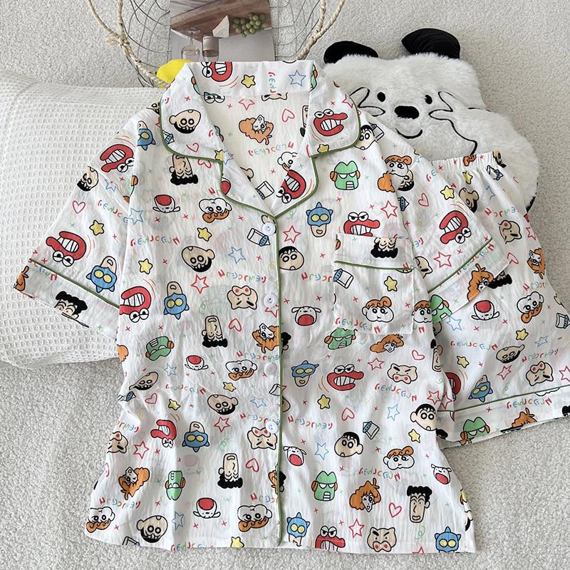 Plus Size Women s Short-Sleeve Cotton Cardigan Pajama Set XL-XXL