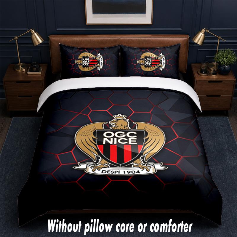 OGC Nice FC Design Bed Bedding Set 1 Duvet Cover + 2 Pillowcases Soft Breathable Household Bed Linens