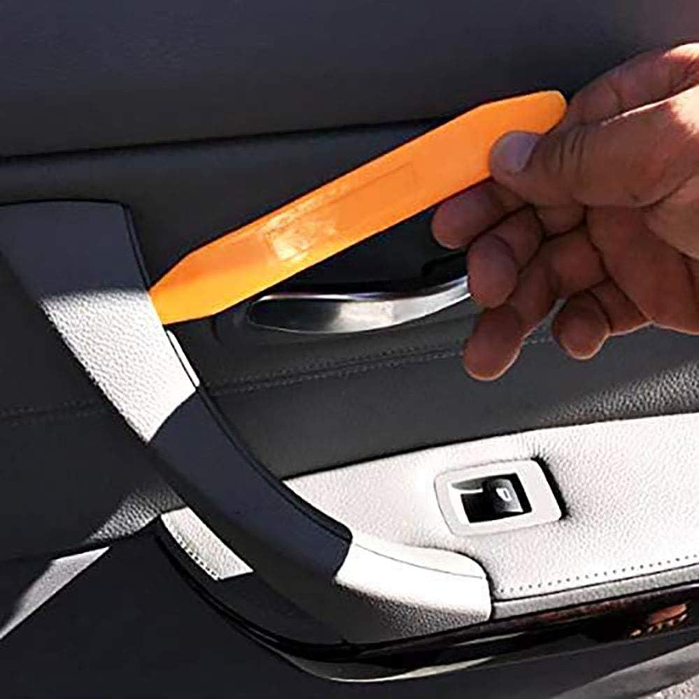 Black Left Interior Door Panel Strap Handle and Door Pull Outer Trim Cover w/Fasteners Replacement for E90 E91 3 Series 323 325 328 330 335 2005-2011