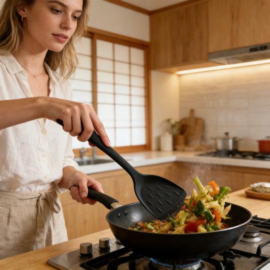 Silicone Spatula High Heat Resistant Cooking Spatula with Anti-Slip Handle for Non-Stick Pans Kitchen Utensils for Egg Pancake Fish Burger