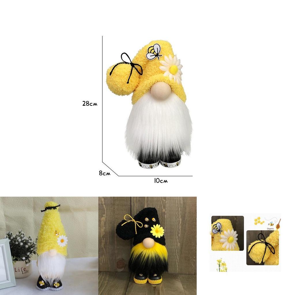 Bumble Bee Nordic Gnome Gonk Tomte Sunflower Plush Doll Ornament Decor Adorable Size With Black Yellow Colors