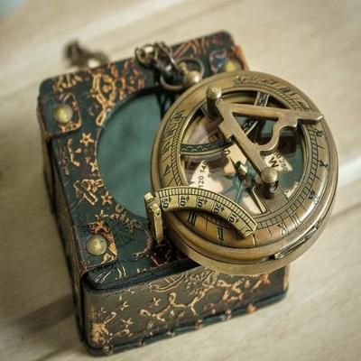 Brass Sundial Compass, Engraved Compass Gift for Him, Gift for Father, Gift for Son, Gift for Husband Handmade Compass
