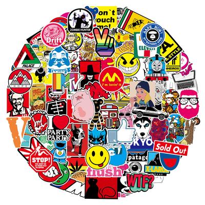 Waterproof Sticker Pack of Branded Stickers for and More 100-Piece Set, Suitcases, Cars, Motorcycles, Helmets, Skateboards, Guitars, (100A)