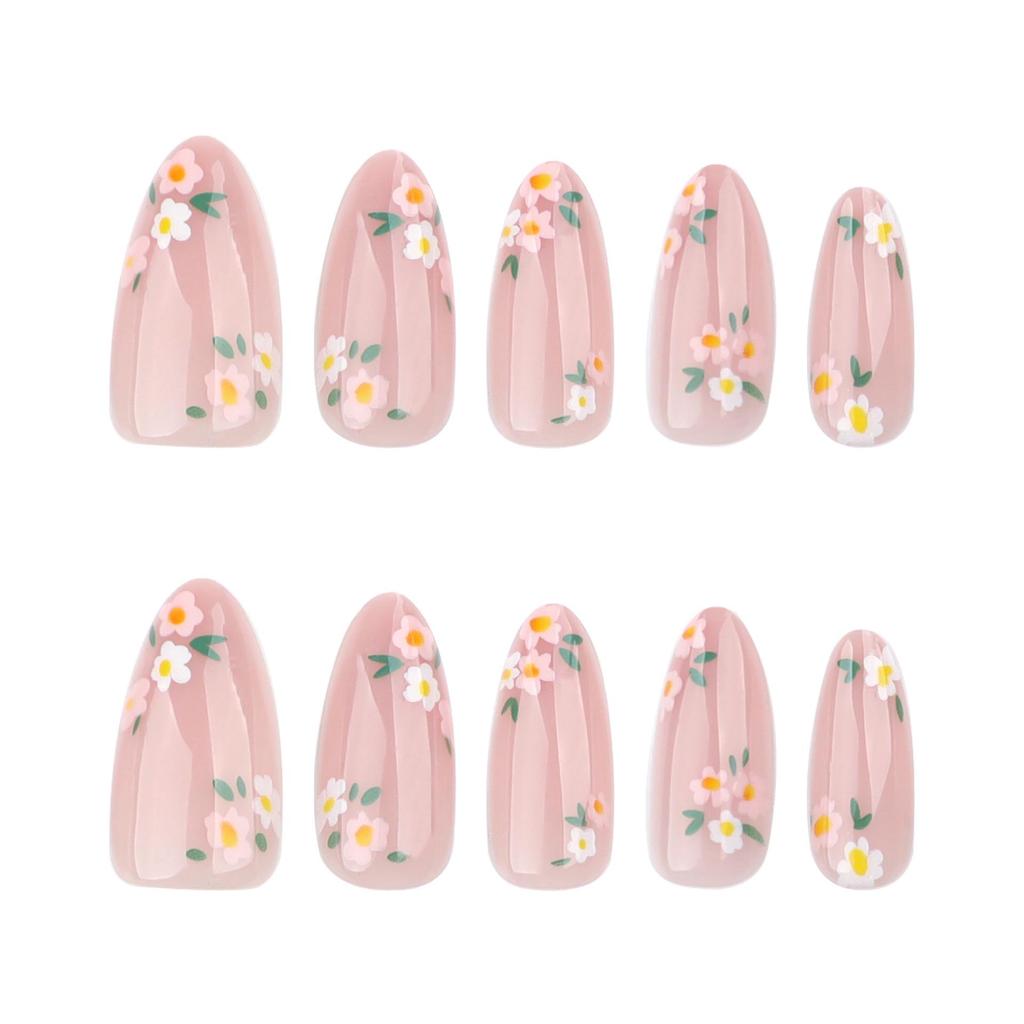 Simple Ins Style Wearable Almond False Nails - Spring/Summer Art Tips