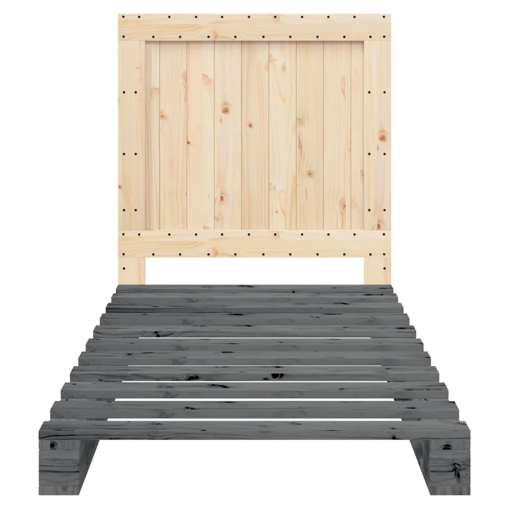 Solid Wood Bed with Headboard Gray 90x200 cm Pine