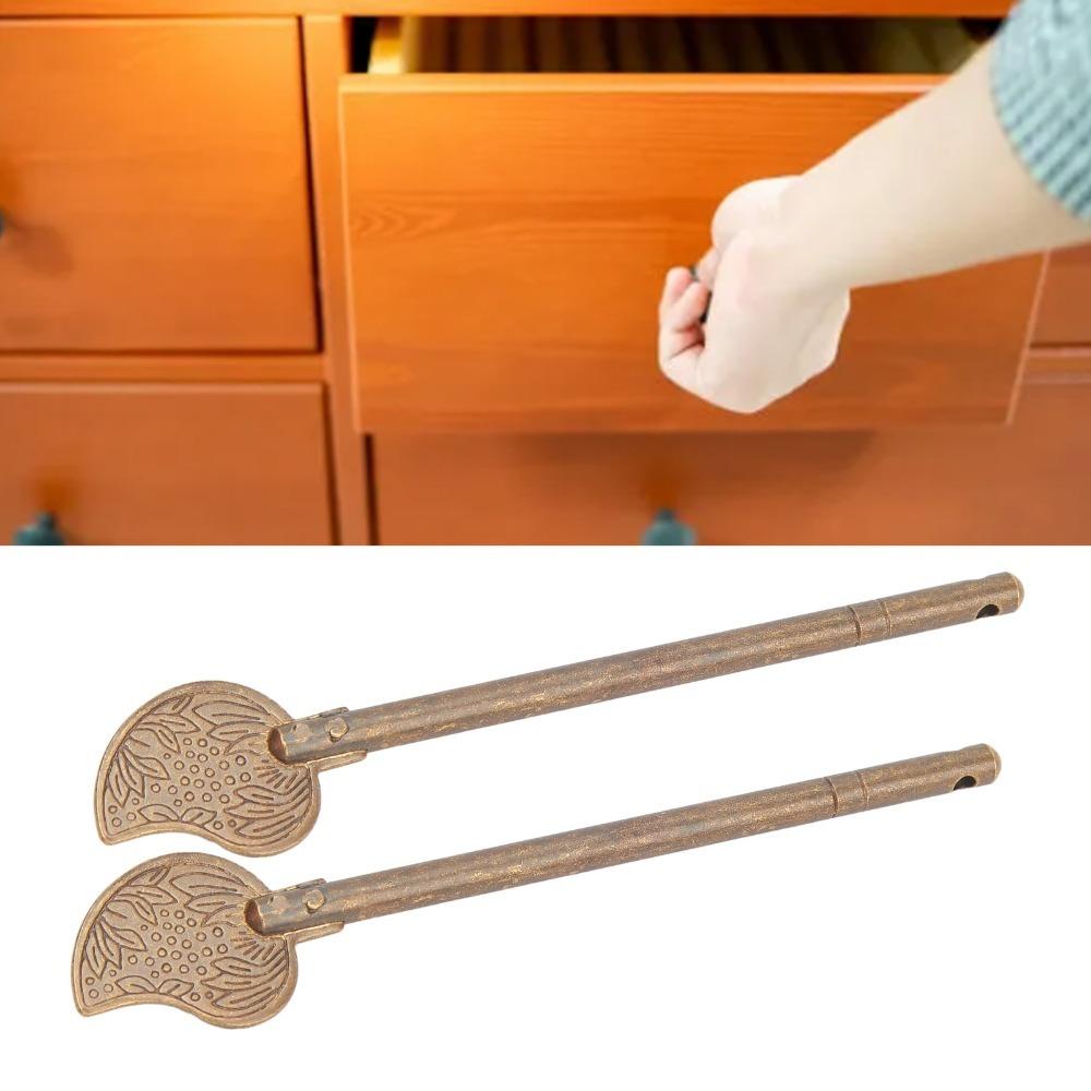 2pcs Brass Door Latch Locking Pin Leaf Shape Box Latch Locking Pin Cabinet Key Latch Household