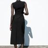 Za Export New Arrival Women's Clothing ZR Fashion Style with Belt Crepe Sleeveless round Neck Midi Skirt Dress 3897054