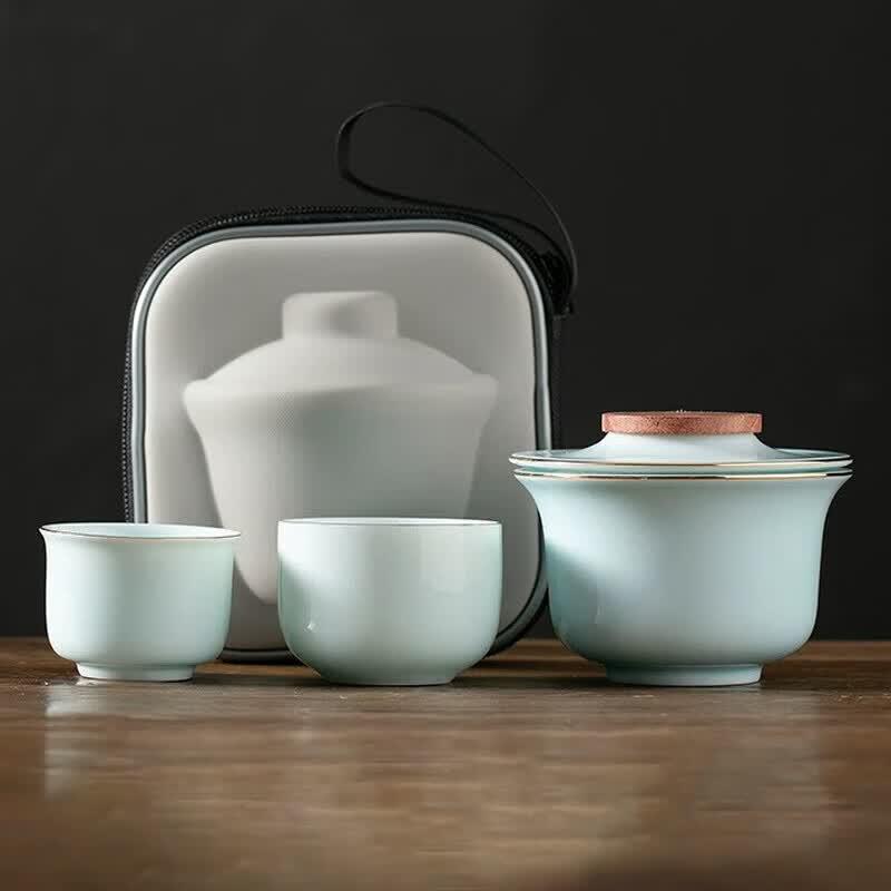 PinJian Portable Ceramic Travel Tea Set