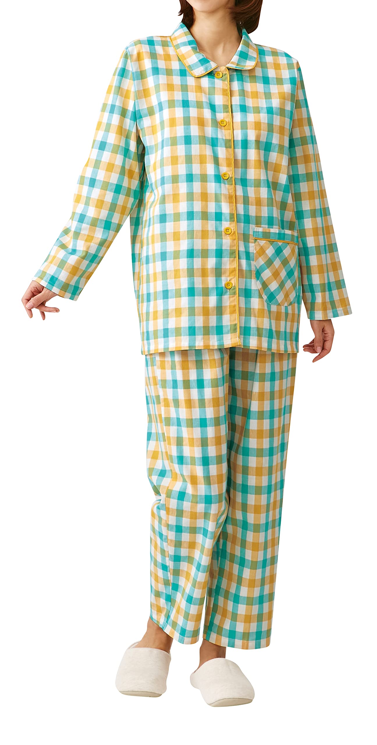 100% Cotton Yarn-Dyed Pajamas, Yellow, Size 3L