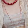 Niche Personalized High-Grade Metal Copper-Plated Platinum Ball Beaded Long Chain Woven Rope Trendy Fashion Simple Necklace