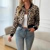 Giacca Corta da Donna con Zip e Stampa Leopardata Stile Bomber Casual con Collo Alto Capospalla Leggero Ufficio Uso Quotidiano