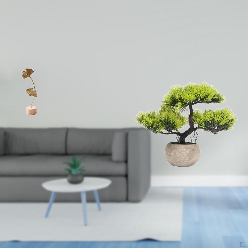 Nordic Creative Metal Sculpture with Artificial Bonsai Tree Greenery Abstract Shaped Figurine Faux