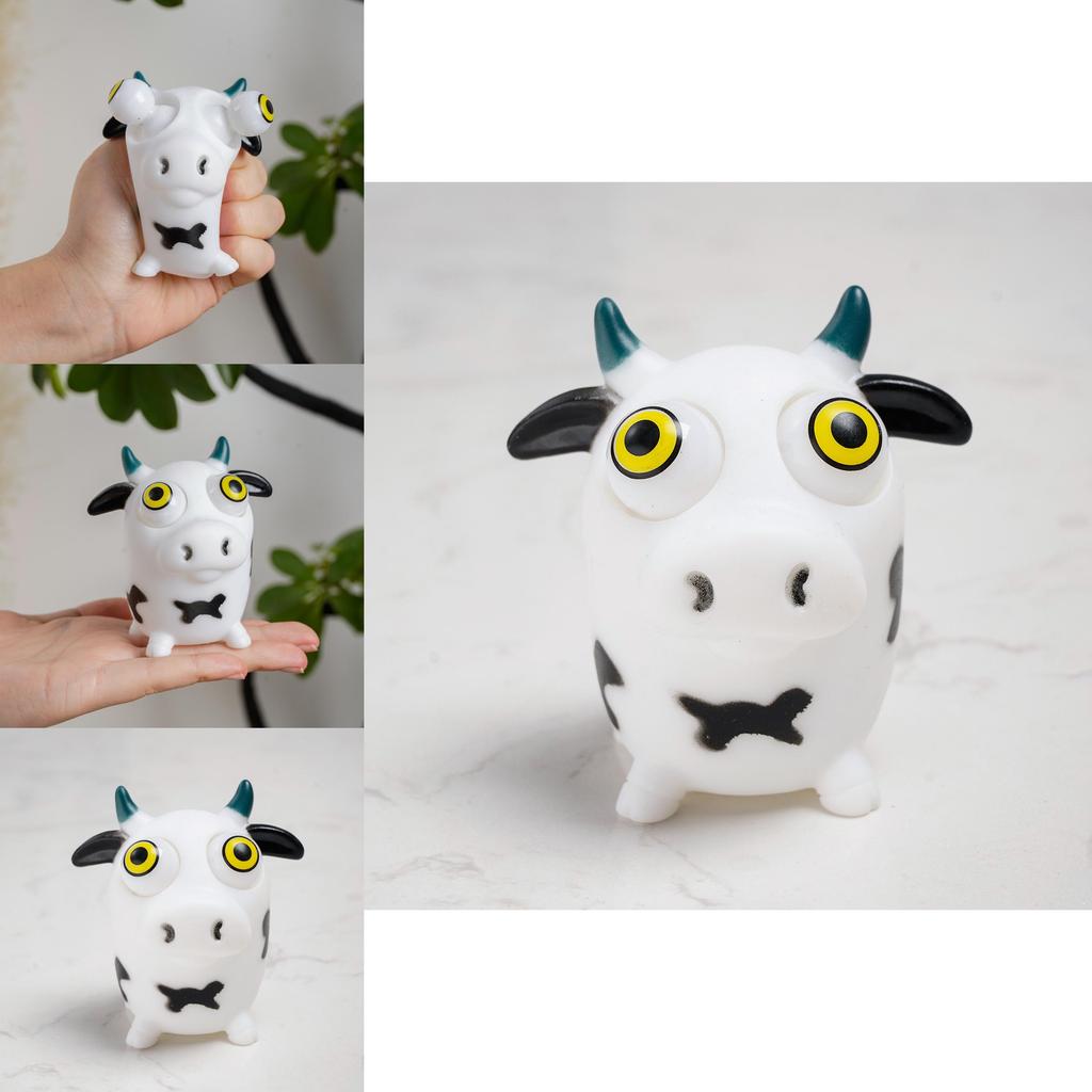 Soft White Cow Shaped Squeezing Toy With Tpr Material For Stress Relief And Hand Coordination