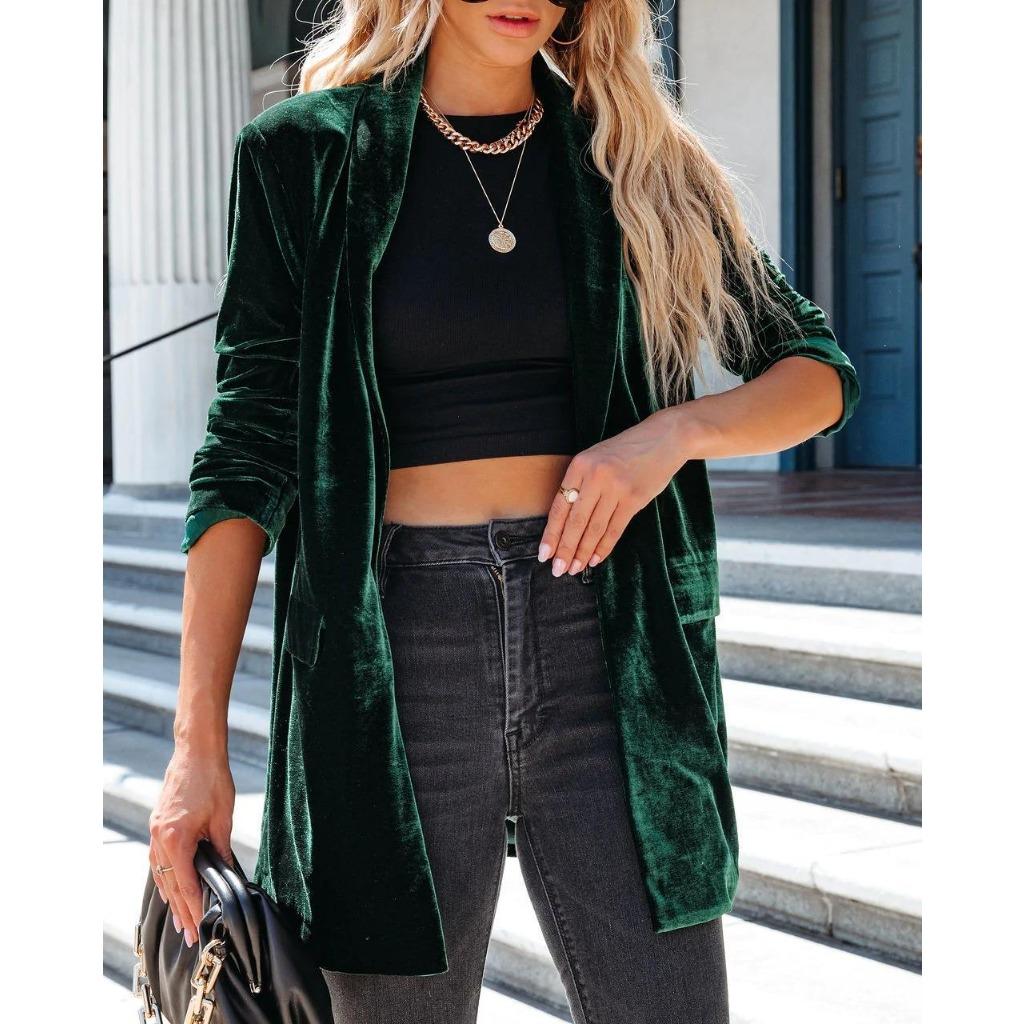 

GMXIA лацкан весна и осень свободный канареечный пальто длинный рукав женские топы куртки и пальто XXL