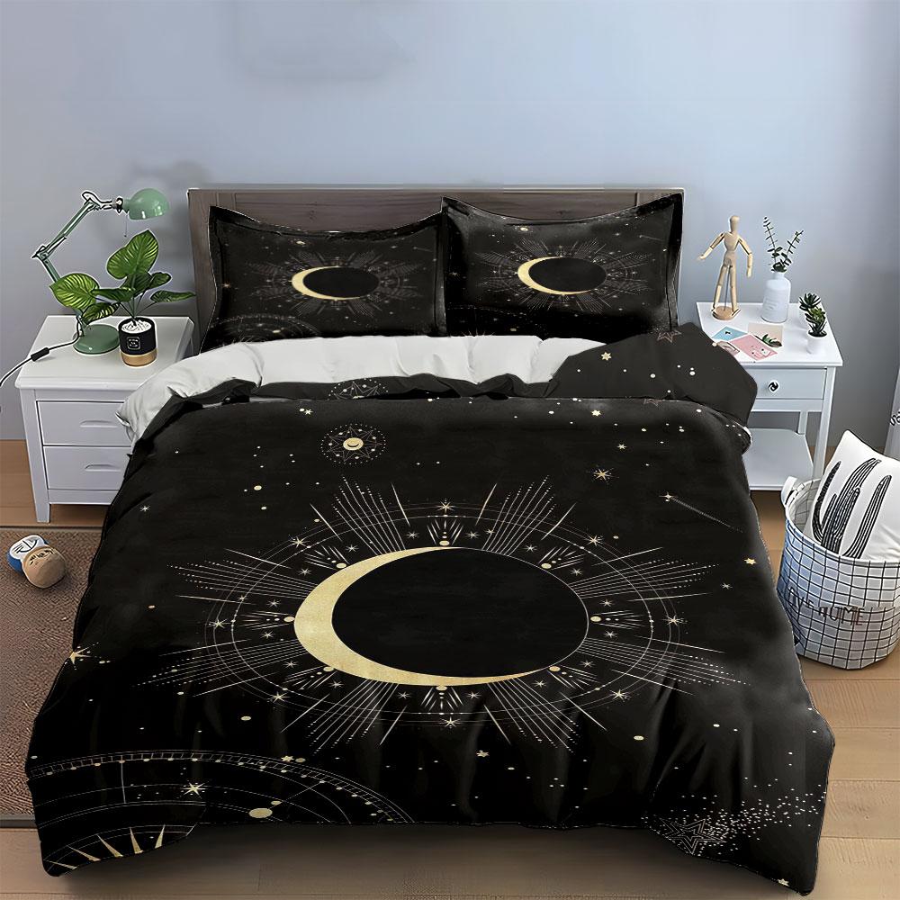 Crescent Moon, Stars, Rays. Bedding Sets Duvet Cover Sets Duvet Covers Pillowcases(1*Duvet Cover 2*Pillowcases Without Duvet Insert)