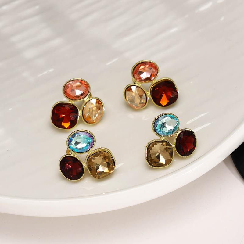 Square Oval  Geometric Stud Earrings For Women Medieval Vintage Light Luxury Simple Jewelry