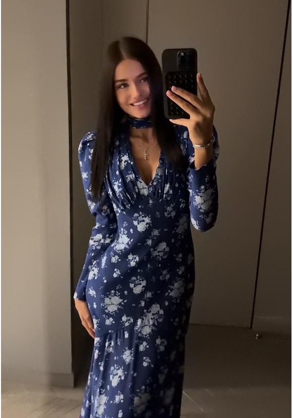 

2025 Summer Women s Sexy Print V-Neck Waist-Cinched Dress – European and American Style M