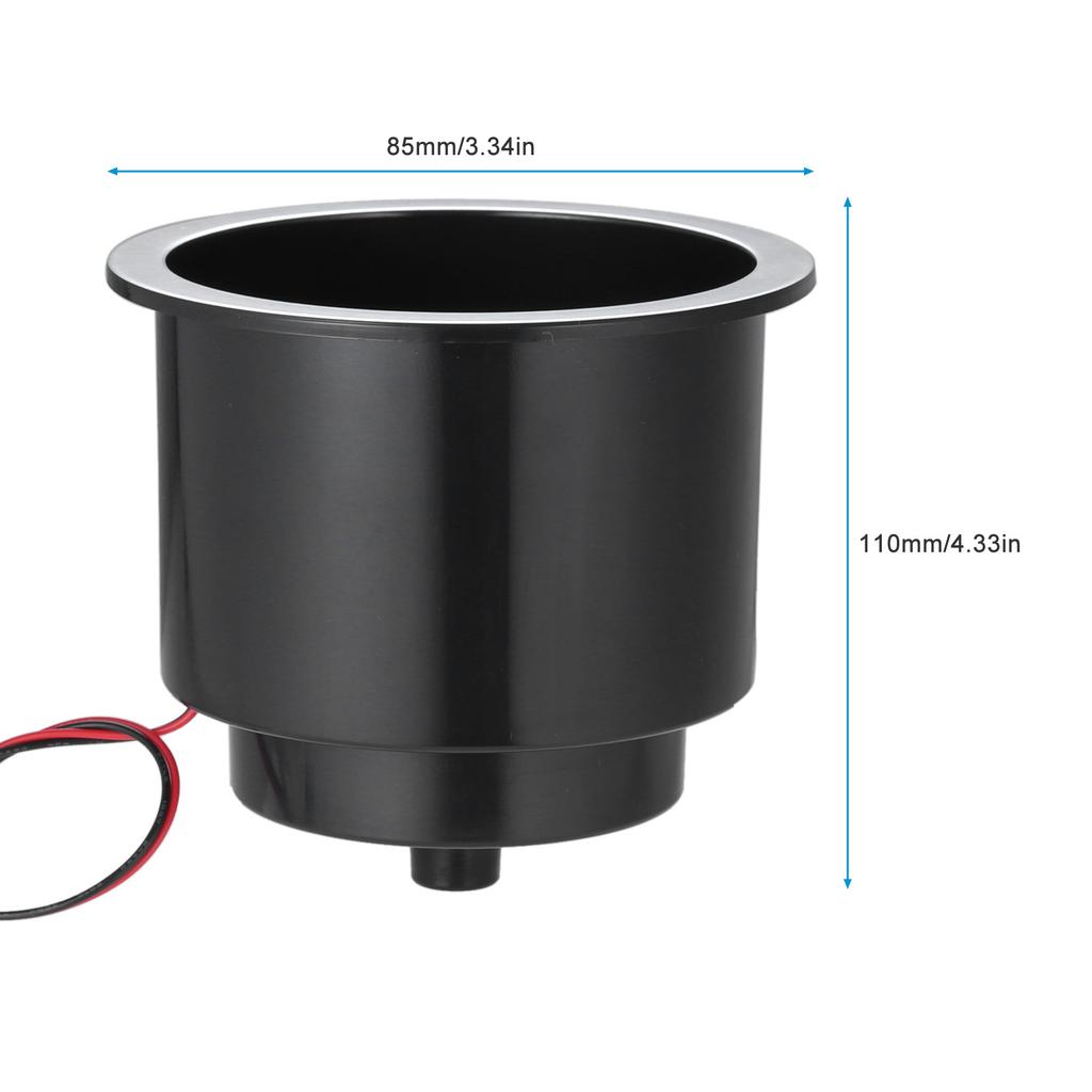 Plastic Marine RV Car Cup w/LED Lights |Drink Can Water Bottle Holder Plastic with Water Outlet Drain Holes for