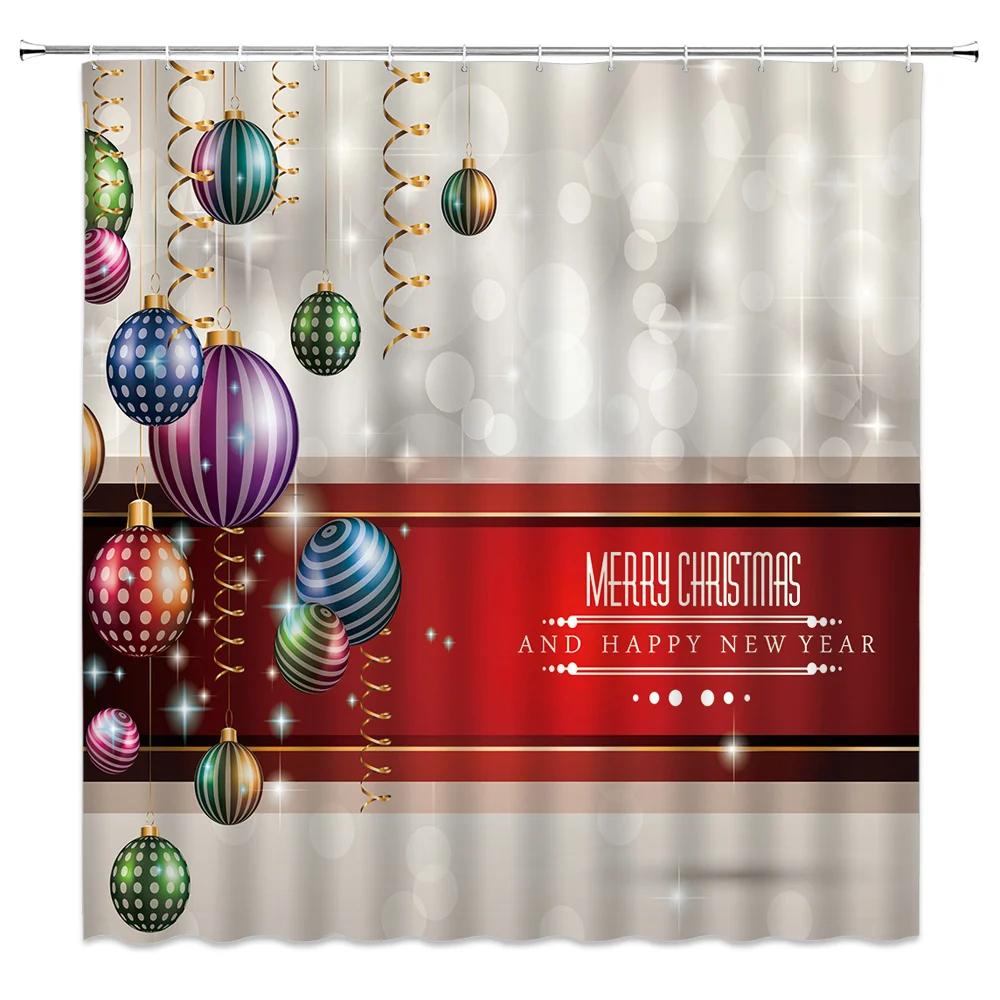 Waterproof Bathroom Shower Curtain Elk Christmas Santa Claus Fairy Snow Night Printed Bath Washable Quick Dry Wrinkle Decoratio