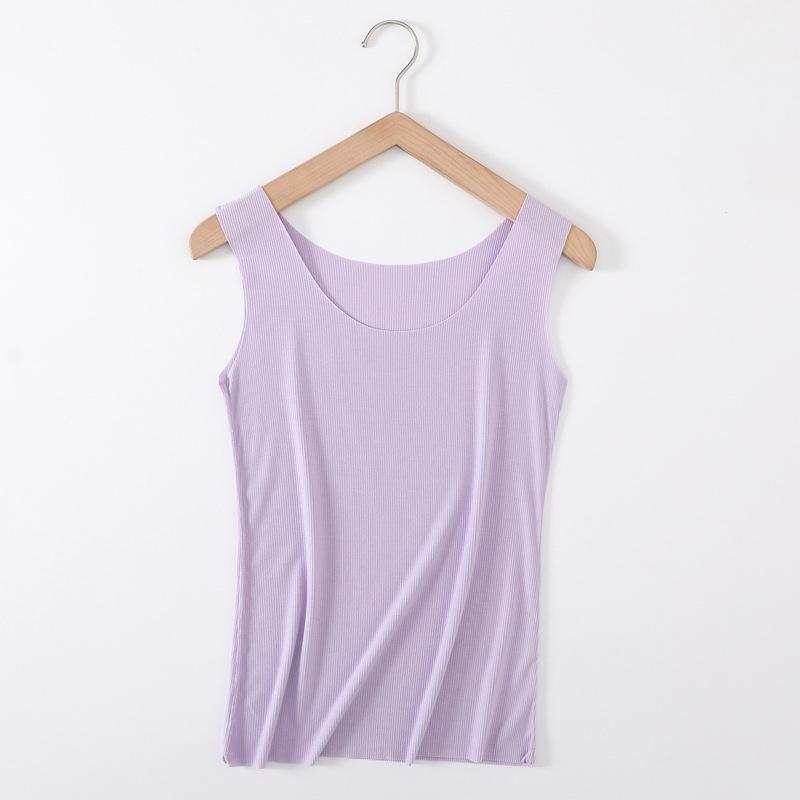 

Lady Women Soft Seamless Ribbed Racer Back Stretch Tank Top Yoga Hot Tee Layer #1Purple,2XL