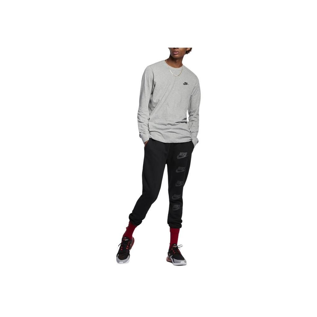 Nike Solid Color Brand Logo Round Neck Long Sleeve T-Shirt Men tops Light-Gray AR5193-063