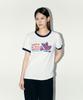 Laipeutaimkollegtibeu Ringer Bird Short Sleeve T-Shirt White Navy