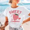 Pattern Casual Versatile Kawaii Top 90s Women's 2025 Cartoon Clothing Short Sleeved Sweet Strawberry Print Women's New T-Shirt