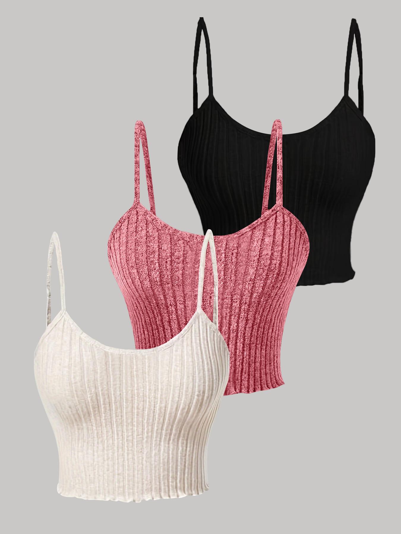 

Solid Color Spicy Girl Knit Camisole: Versatile Round Neck Casual Women s Vest Extra Large