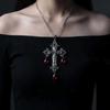 Gothic Y2K Spicy Girl Dark Cross Thorn Necklace - Harajuku Hip Hop Retro Streetwear Sweater Chain