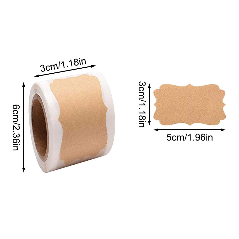 Kraft Label Stickers Writable Gift Labels, 300PCS Self-Adhesive Brown Labels for Essential Oil Bottle, Jars, Food Storage or Gif