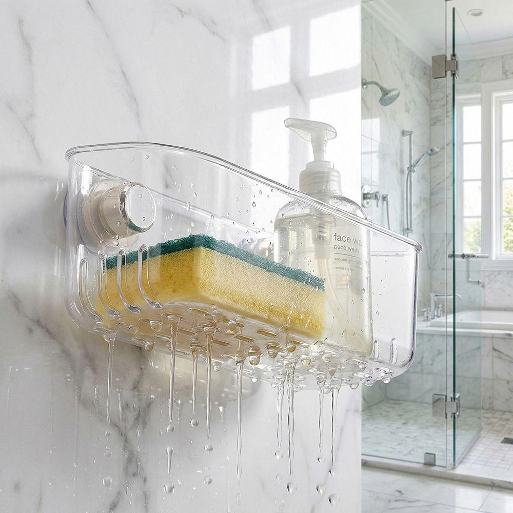 Hollowed Suction Cup Sponge Holder Detachable Kitchen Sink Organizer  Cleaning Supplies Storage