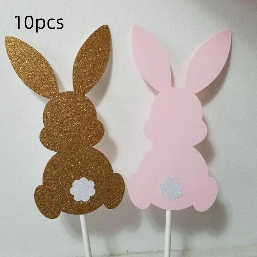 10pcs Plugin Cupcake Toppers Rabbit Dessert Table Cute Easter Bunny Ears