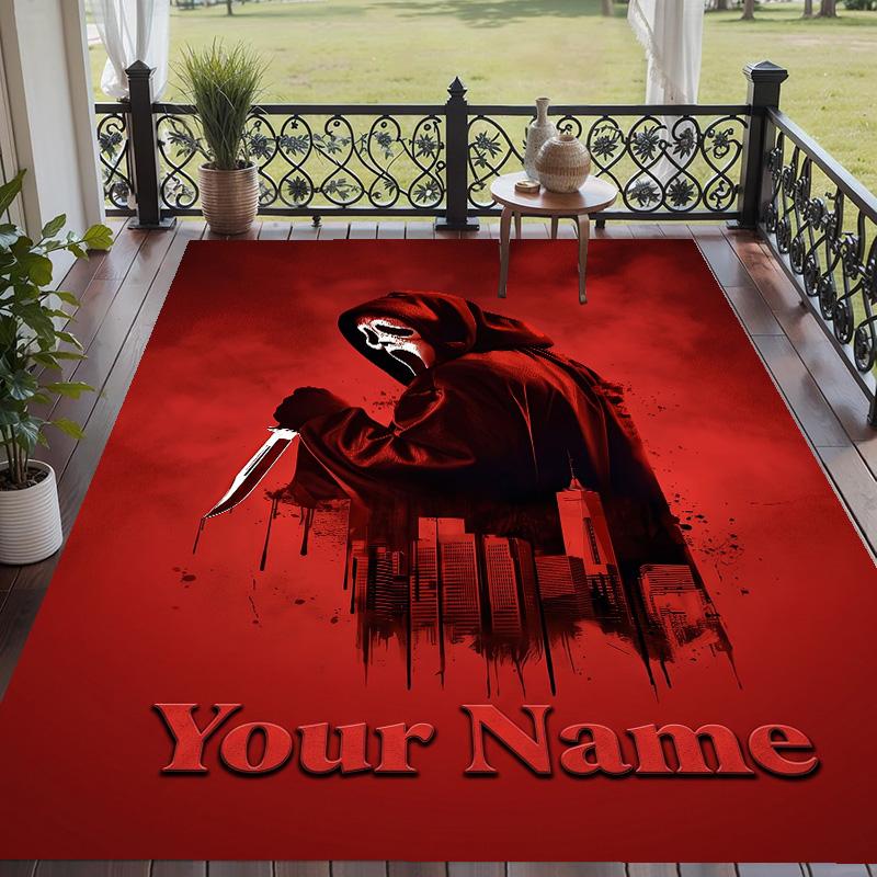 Custom Text Scream Ghostface Pattern Floor Rug Soft Indoor Carpet Mat Living Room Bedroom