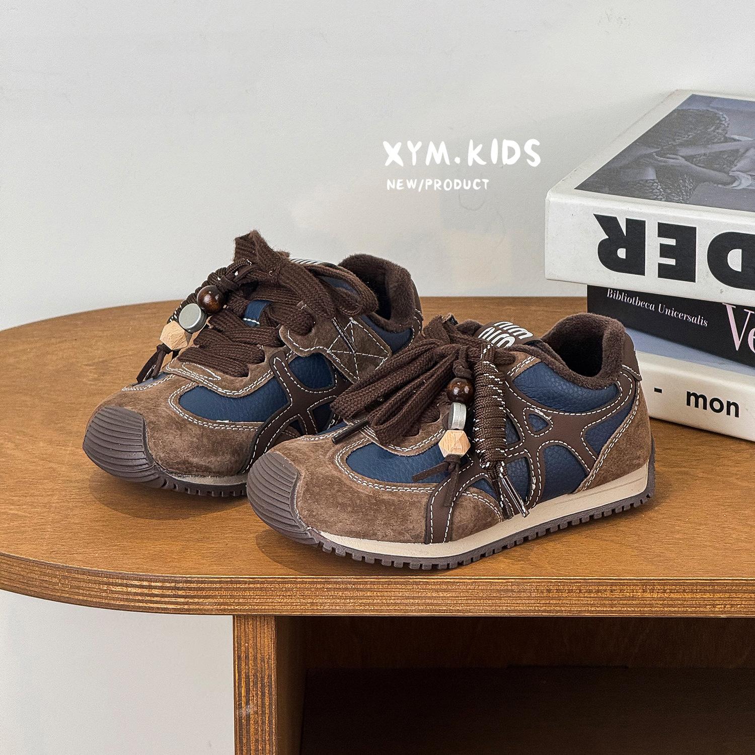 

2025 winter new children s casual cotton shoes Internet celebrity beaded retro classmates velvet warm boys and girls moral training shoes 26-30 yards 5 pairs of minimum approval коричневый