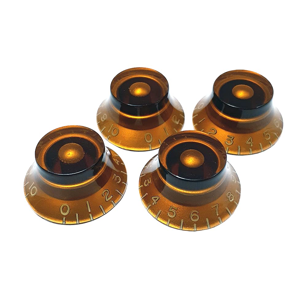 

YJB PARTS Top Hat Knobs Set of 4 [Domestic Product] (inch, amber (embossed letters))