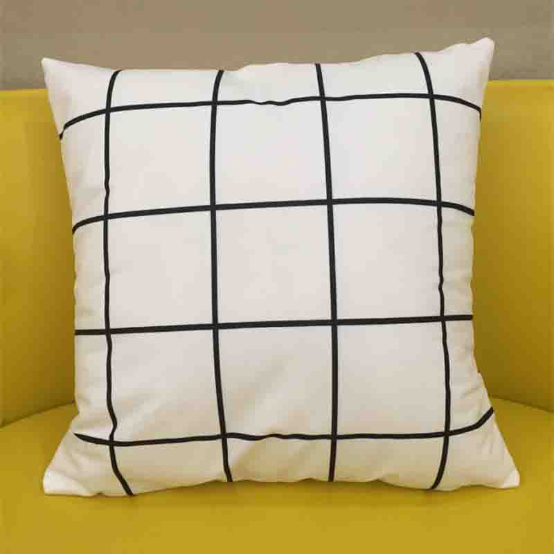 Square Nordic Pillow Case Double-sided Pillowcover Simple Fashion Black and White Geometric Pillow Car Sofa Office Bedside Back Cushion Cover