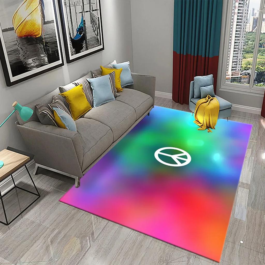 3D Colorful Peace Carpet for Bathroom Kitchen Door Entrance Mats Non-Slip Rugs Living Room Bedroom Decor Floor Welcome Mat Rugs
