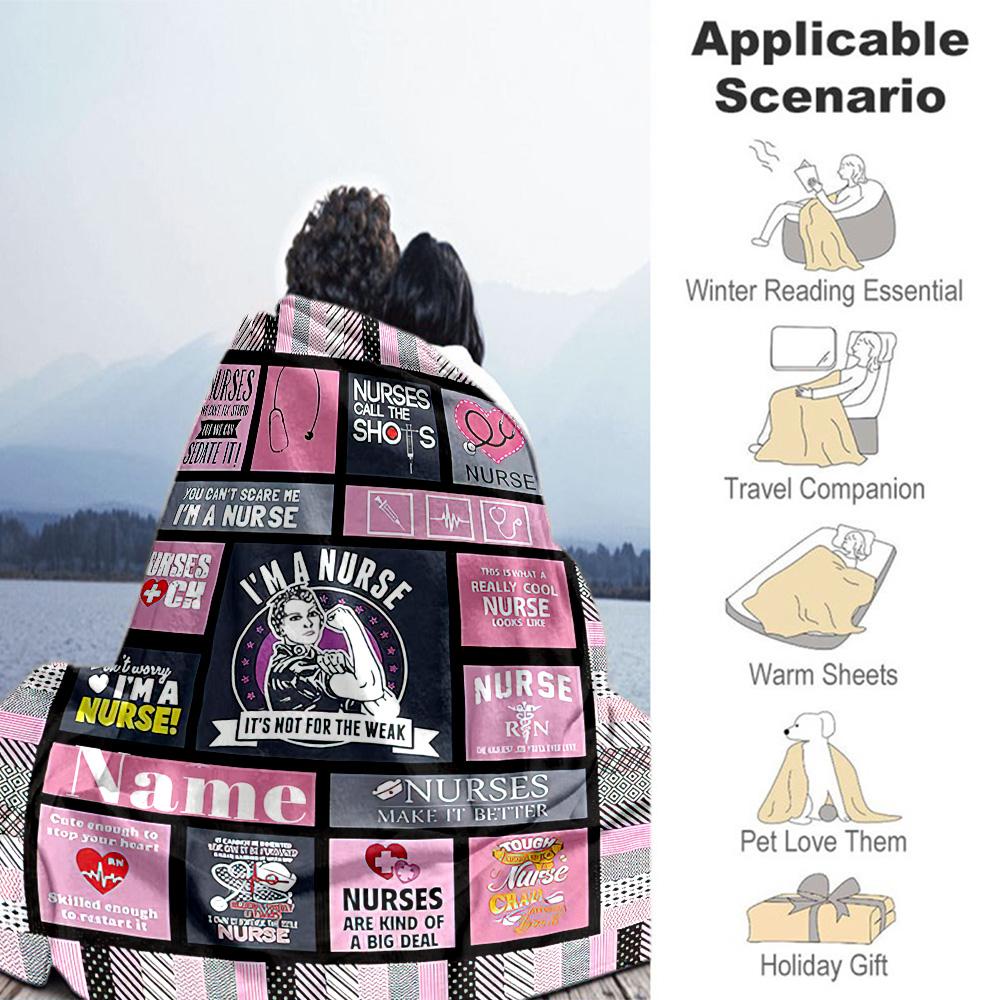 Strong Nurse066 Personalized Text Blanket Cozy Customizable Blanket Warmthful Decor Great for Bed Livingroom Chair Seaside Four Seasons Multipurpose