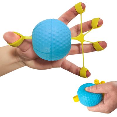 Hand Grip Strength Trainer Ball with Elastic Silicone Finger Cot Slow Rebound Anti-slip Hand Rehabilitation Training Finger Stretching Equipment