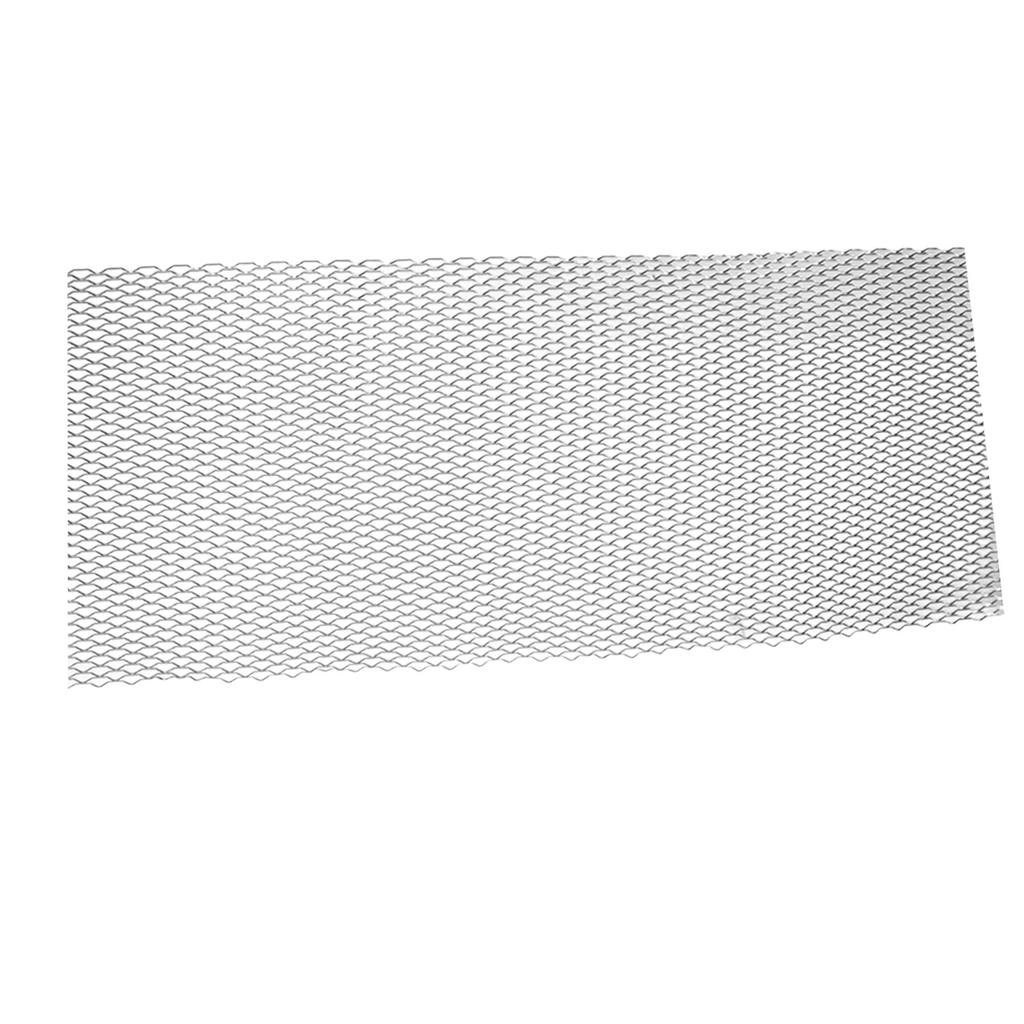 Car Front Center Grid Grille Rhombic Mesh Stable Structure Aluminum Universal Fit for Cars Silver