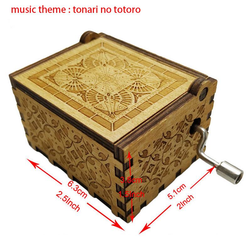 Wooden painted Totoro music box hand-cranked music box