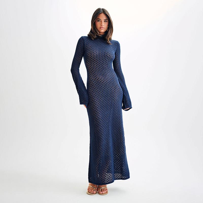 Nuova Gonna da Spiaggia Autunno e Inverno per Donna Colore Unico Sexy Lavorata a Maglia Vuota Costume da Bagno Bikini da Spiaggia Vestito da Donna