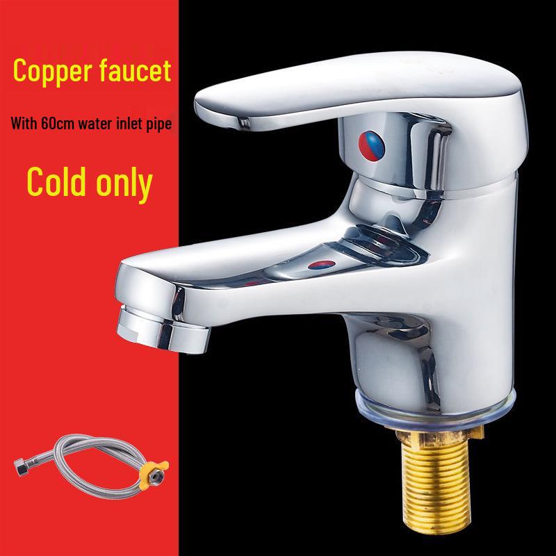 All-Copper Single Hole Hot and Cold Bathroom Countertop Basin Faucet