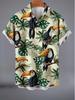 Digital Print - 2026 Men'S Hawaiian Bird of Paradise Animal Print Shirt, Beachside Outdoor Casual Short-Sleeve Retro Shirt, Streetwear Everyday Top