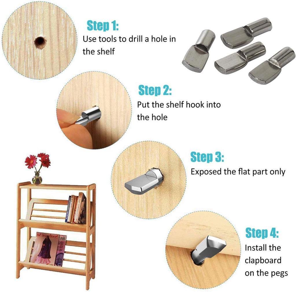 20/80pcs Shelf Support Pegs Cabinet Closet Laminate Pins Glass Nickel Plated Pin Fixing Bracket Shelf Bracket Furniture Hardware